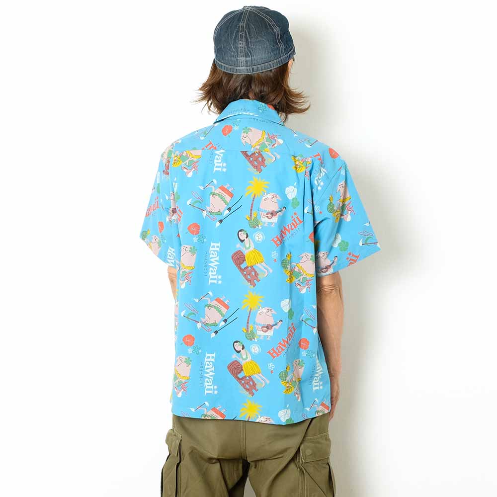 SUN SURF - COTTON SEERSUCKER OPEN SHIRT - TRIP TO HAWAII - by 柳原良平 with MOOKIE SS39537
