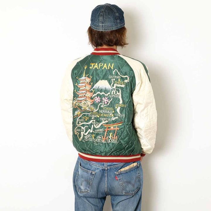 TAILOR TOYO - Acetate Quilted Souvenir Jacket - JAPAN MAP × GOLD DRAGON - TT15791-145