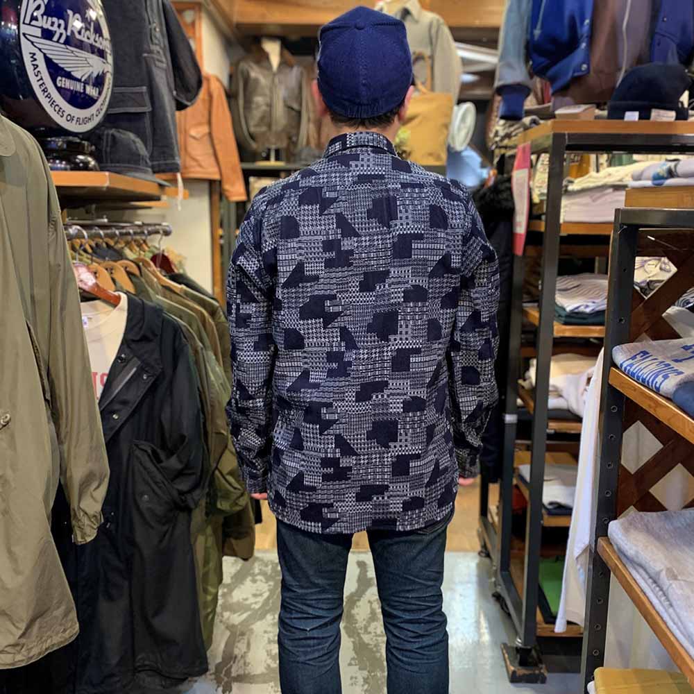 MOMOTARO JEANS - INDIGO JACQUARD L/S SHIRTS - MXLS1015