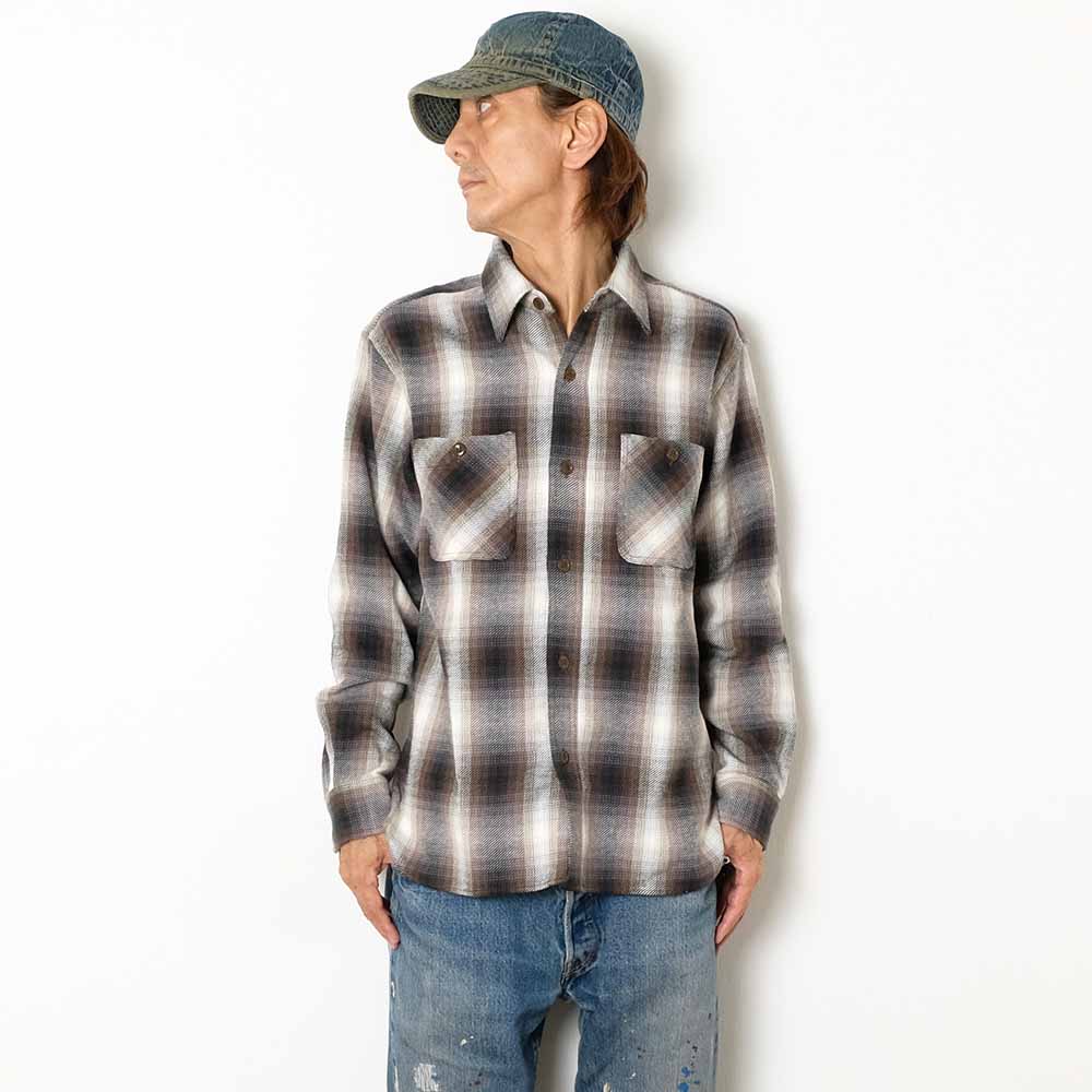 SUGAR CANE - TWILL PLAID WORK SHIRT - SC29561