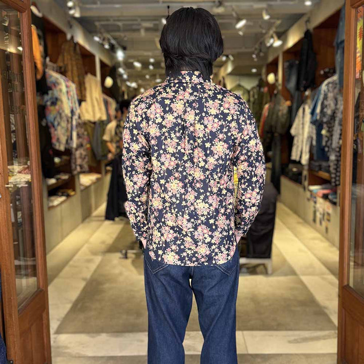 衣櫻 - シーチング素材 - 長袖レギュラーシャツ - 枝垂桜 - SA1721