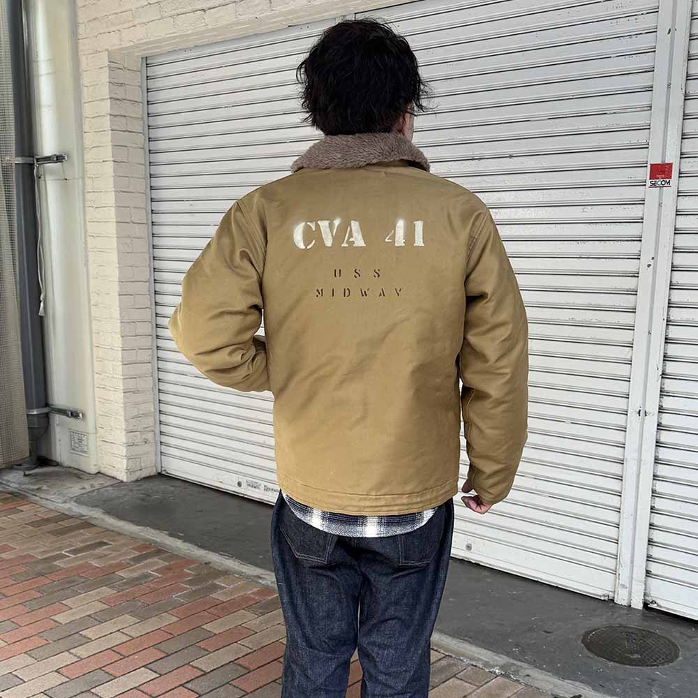 BUZZ RICKSON'S - N-1 KHAKI - NAVAL CLOYHING DEPOT DEMOTEX-ED - STENCIL MIDWAY - BR15766