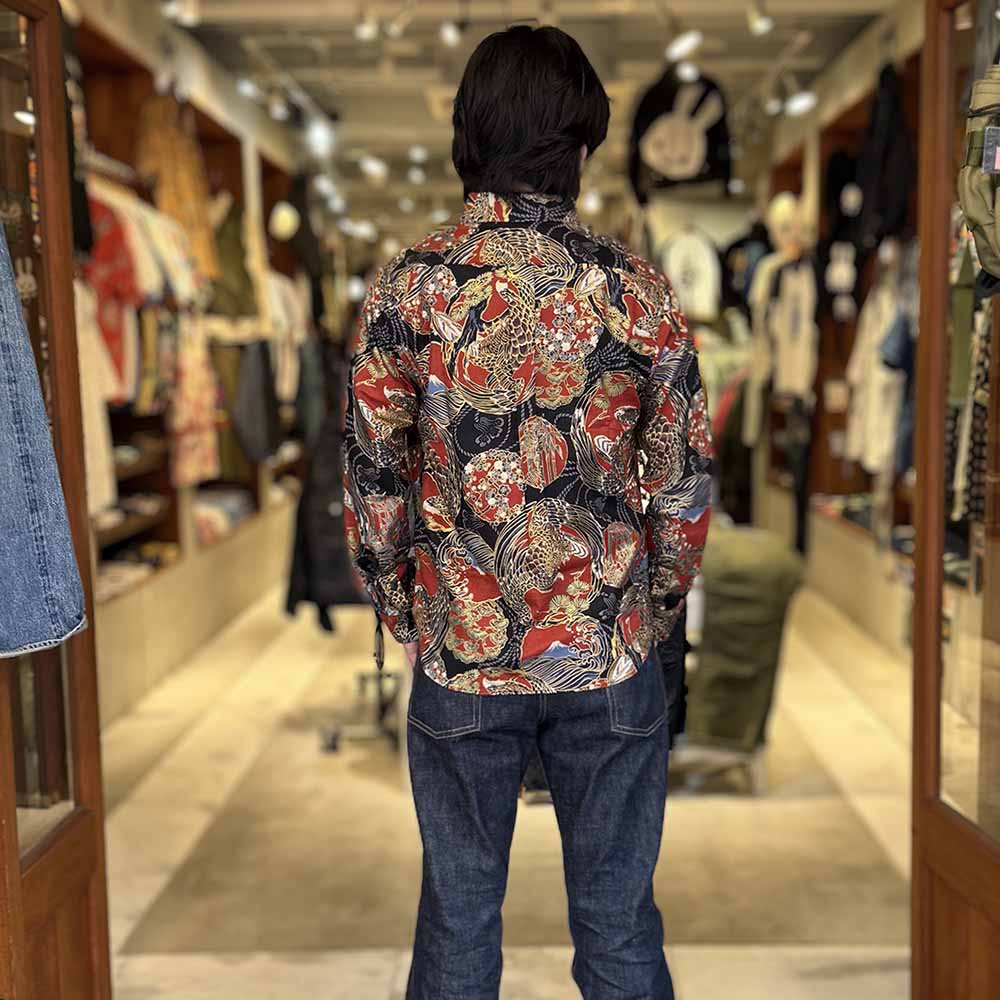 KOROMO ZAKURA - Southern Cloth - Long-Sleeve Regular Shirt - Hawk depicted with Japanese traditional technique, KINSAI-style - SA1727