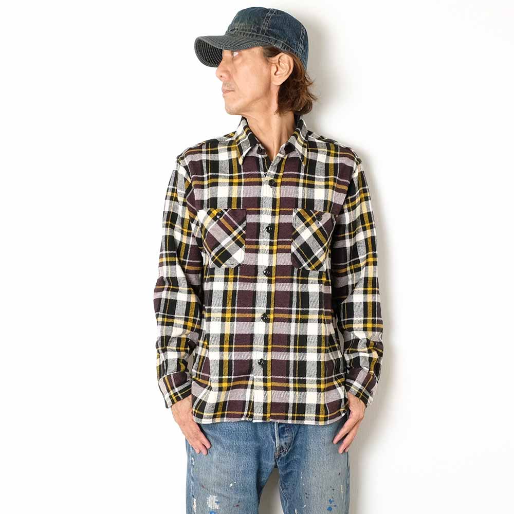 SUGAR CANE - TWILL PLAID WORK SHIRT - SC29566