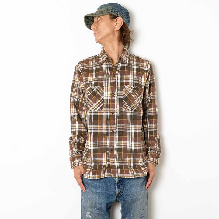 SUGAR CANE - TWILL CHECK WORK SHIRT - SC29564
