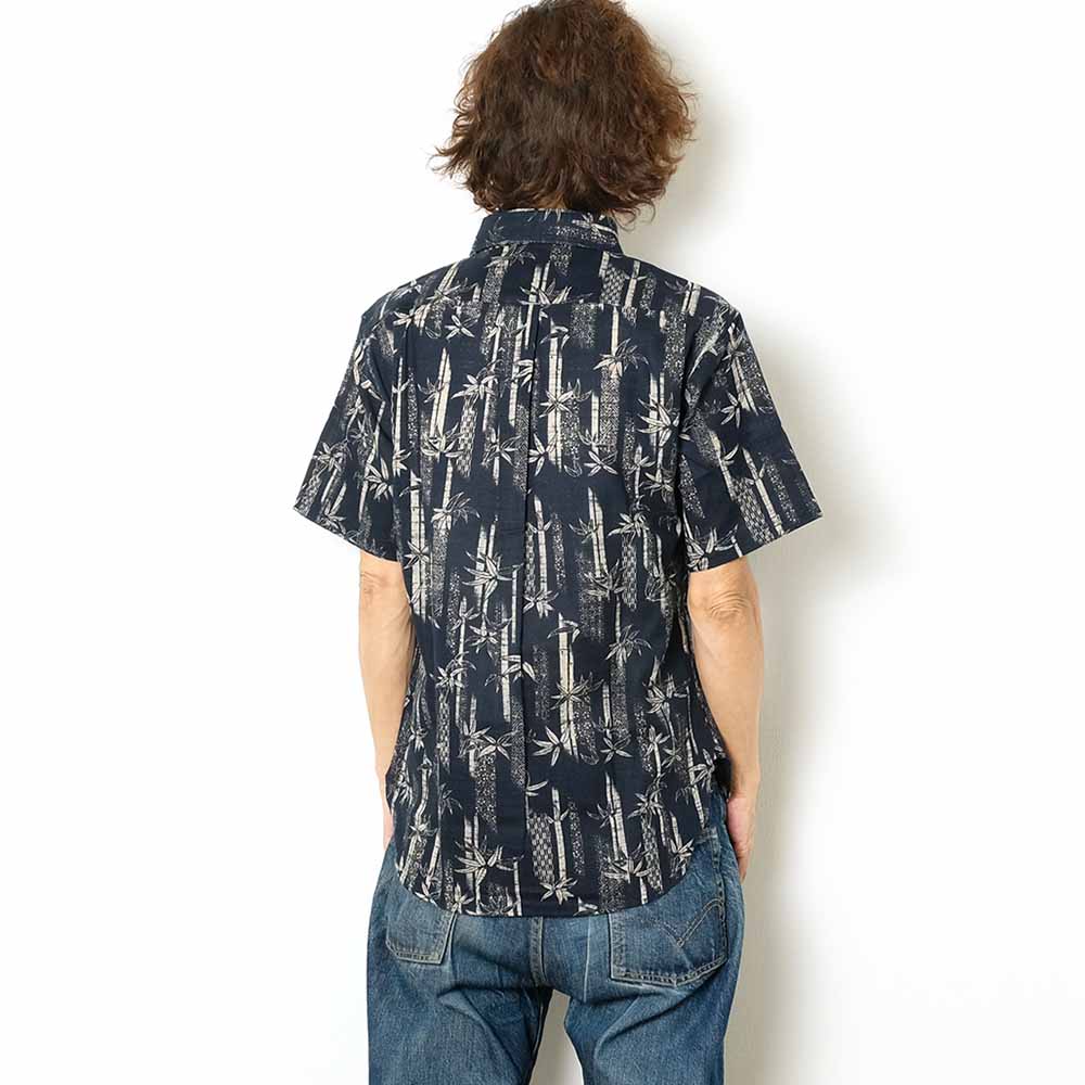 衣櫻 - ムラ糸クロス素材 半袖レギュラーカラーシャツ - 掠竹 - SA1610