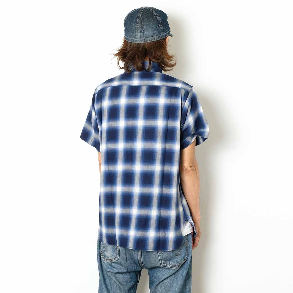 SUGAR CANE - OMBRE PLAID S/S WORK SHIRT - SC39519
