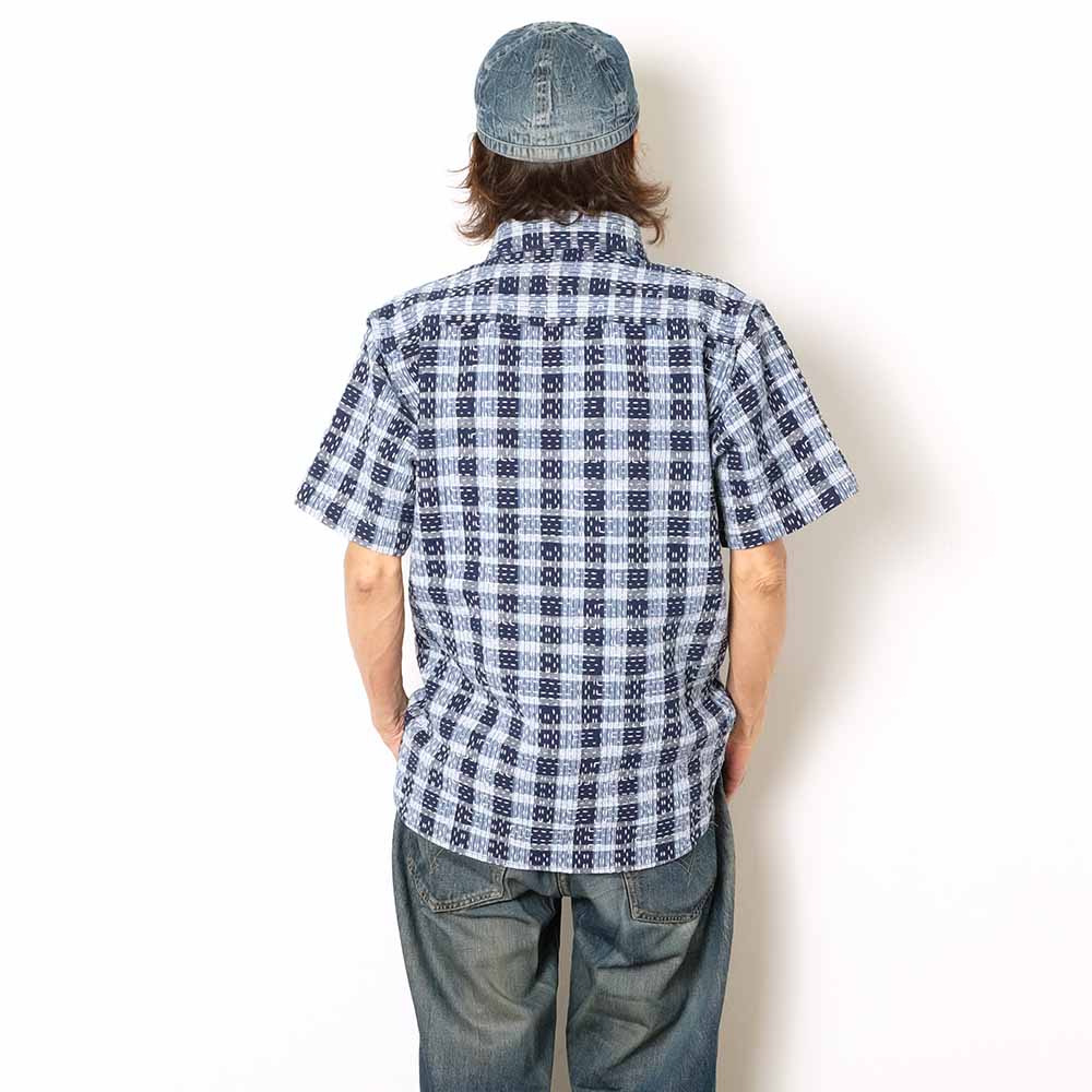STUDIO D’ARTISAN & SA. - INDIGO NORAGI SASHIKO S/S SHIRT - 5738
