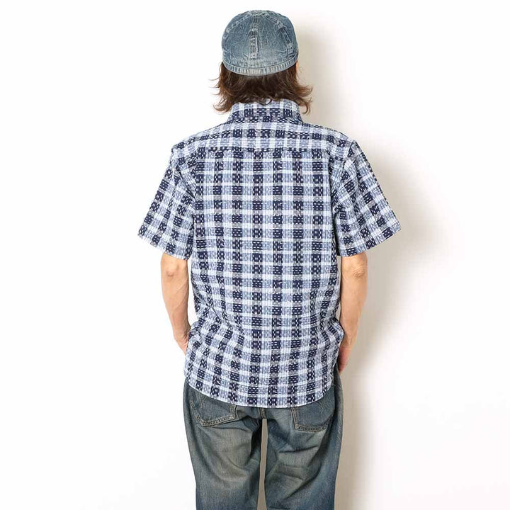 STUDIO D’ARTISAN & SA. - INDIGO NORAGI SASHIKO S/S SHIRT - 5738