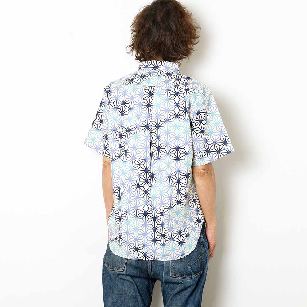 衣櫻 - サザンクロス素材 - 半袖レギュラーシャツ - 麻ノ葉グラデーション - SA1612