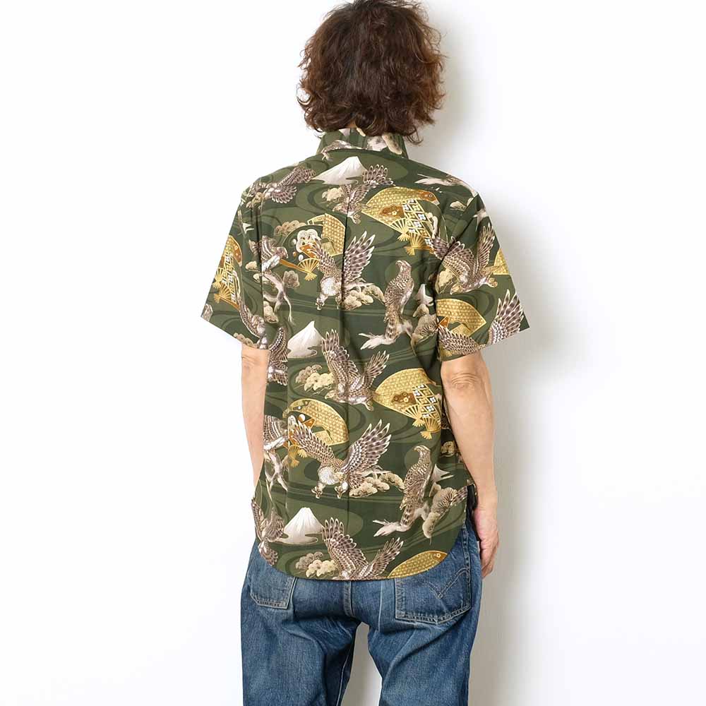 衣櫻 - シーチング素材 - 半袖レギュラーシャツ - 鷹 - SA1615