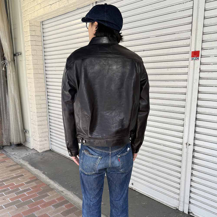 SUGAR CANE - BLACK HORSEHIDE LEATHER JACKET 1953 MODEL - SC80681