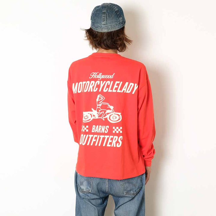BARNS - BOXY L/S PRINT T-SHIRT - MOTORCYCLELADY - BR-25403