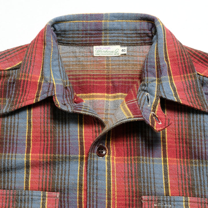 WAREHOUSE - Lot.3022 FLANNEL SHIRTS WITH CHINSTRAP - G-Pattern - ONE WASH - 3022G-25