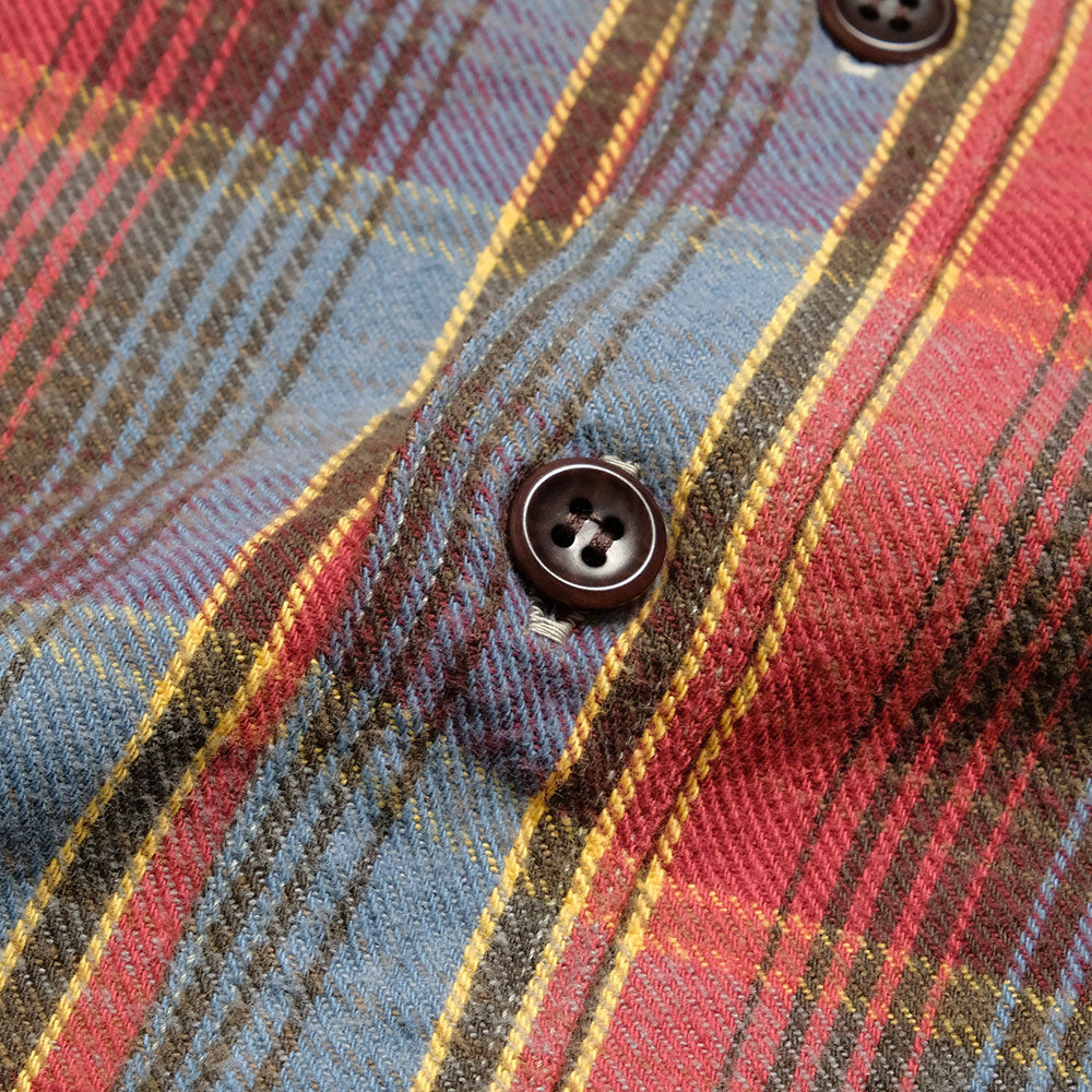 WAREHOUSE - Lot.3022 FLANNEL SHIRTS WITH CHINSTRAP - G-Pattern - ONE WASH - 3022G-25