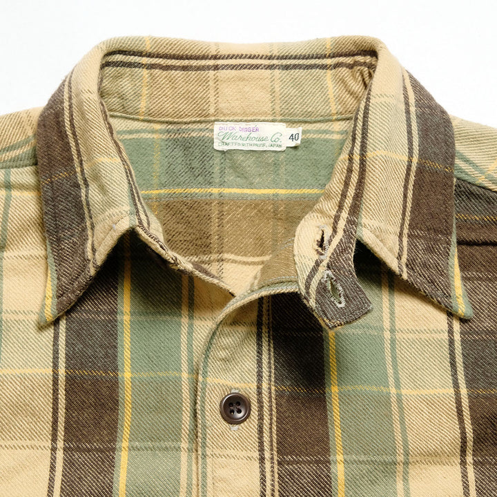 WAREHOUSE - Lot.3022 FLANNEL SHIRTS WITH CHINSTRAP - H-Pattern - ONE WASH - 3022H-25