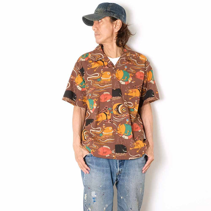 SUN SURF - DOBBY COTTON OPEN SHIRT - OCEAN ACTIVITIES - by 柳原良平 with MOOKIE - SS39538