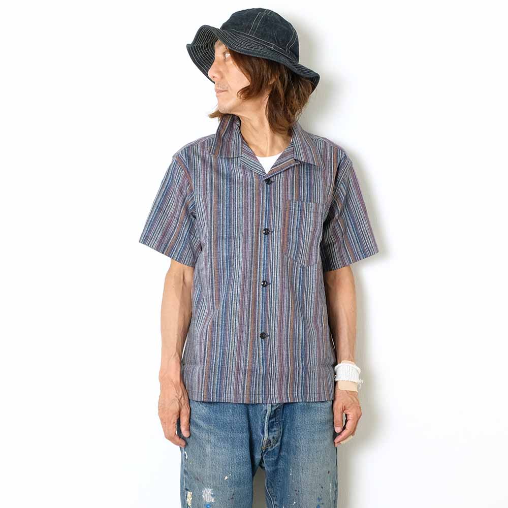 SUGAR CANE - MULTI STRIPE - S/S OPEN SHIRT - SC39520