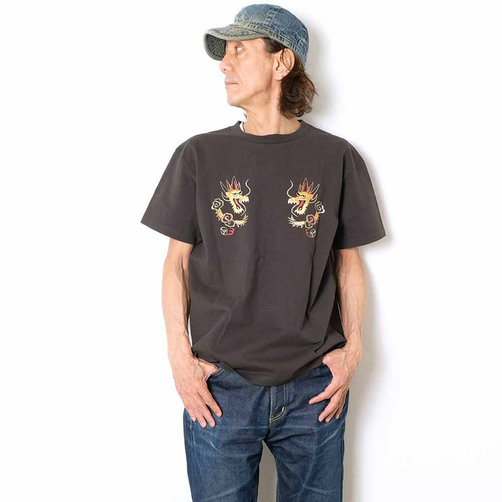 TAILOR TOYO - S/S SUKA T-SHIRT - EMBROIDERED - DRAGON - TT79744
