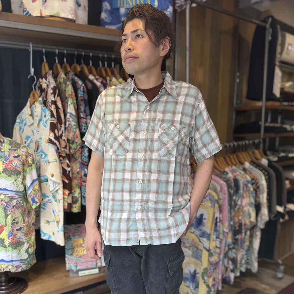 SUGAR CANE - RAYON OMBRE CHECK S/S WORK SHIRT - SC39728