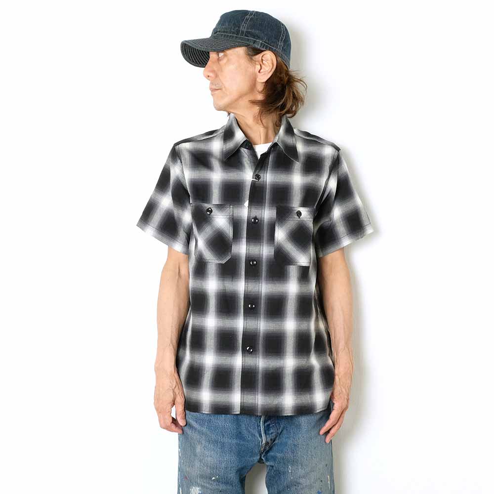 SUGAR CANE - OMBRE CHECK S/S WORK SHIRT - SC39519