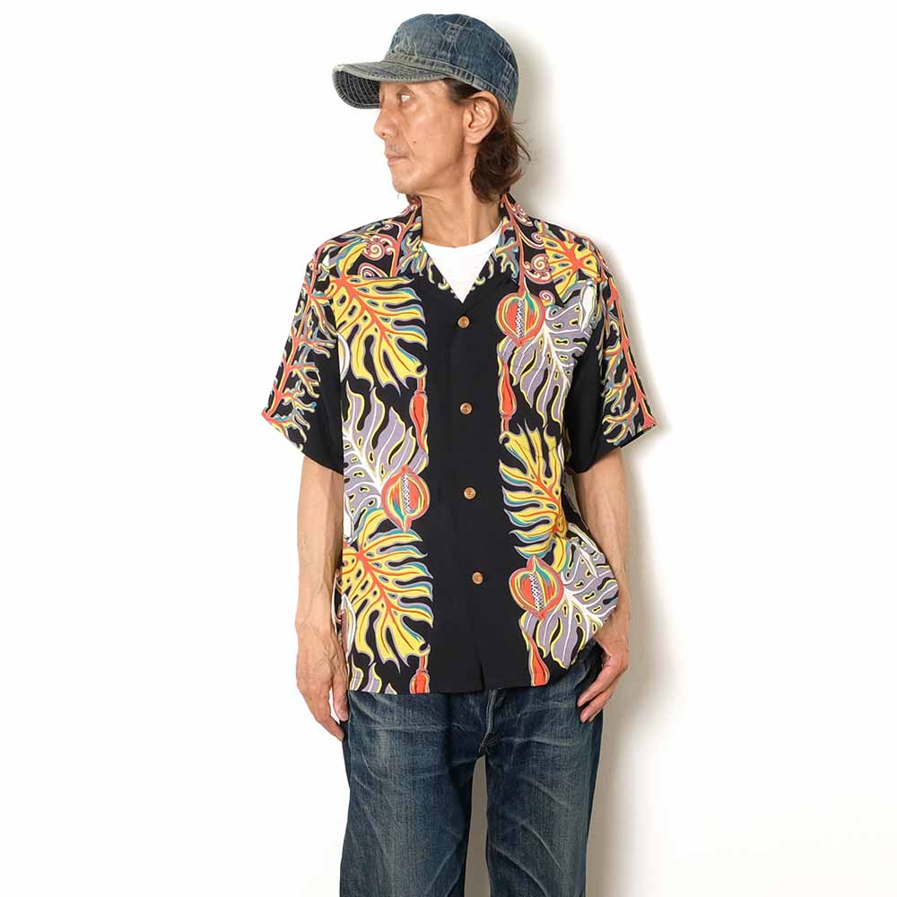 SUN SURF - S/S RAYON HAWAIIAN SHIRT - MONSTERA BORDER - SS39622