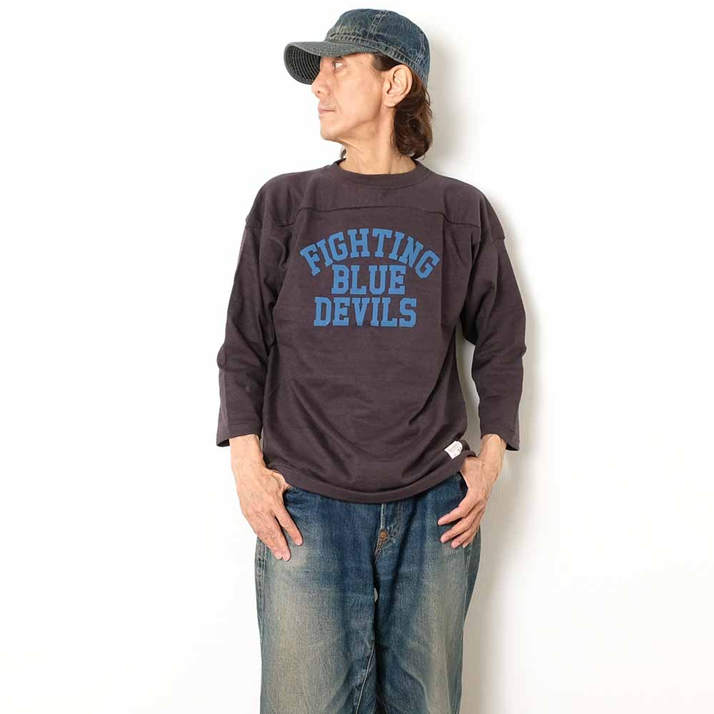 WAREHOUSE - 7/10 SLEEVE FOOTBALL T-SHIRT - BLUE DEVILS - 4063BLU-26