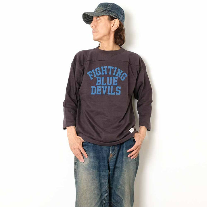 WAREHOUSE - 7/10 SLEEVE FOOTBALL T-SHIRT - BLUE DEVILS - 4063BLU-26