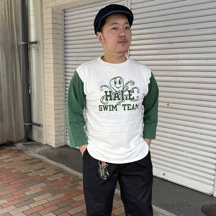 WAREHOUSE - Lot.4800 - 3/4 SLEEVE BASEBALL T-SHIRT - SWIN TEAM - 4800SWI-25