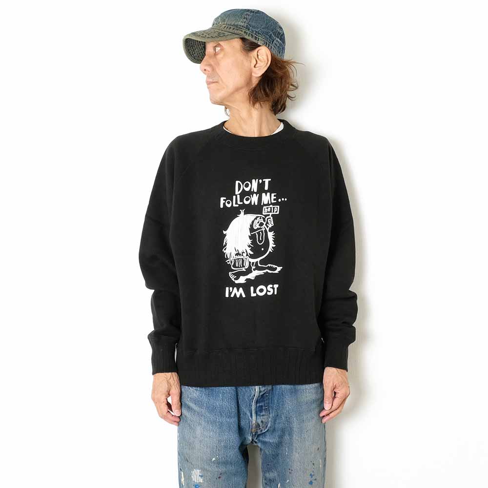 BARNS - Azuma Drop Needle Ribbed Crew Neck Print Sweatshirt - I'M LOST - BR-25437