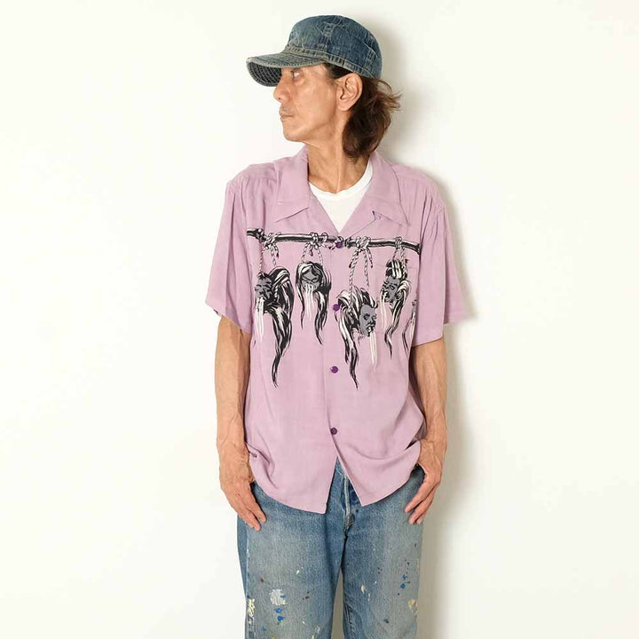 STAR OF HOLLYWOOD - HOPSACK RAYON OPEN SHIRT - SHRUNKEN HEAD - SH39705