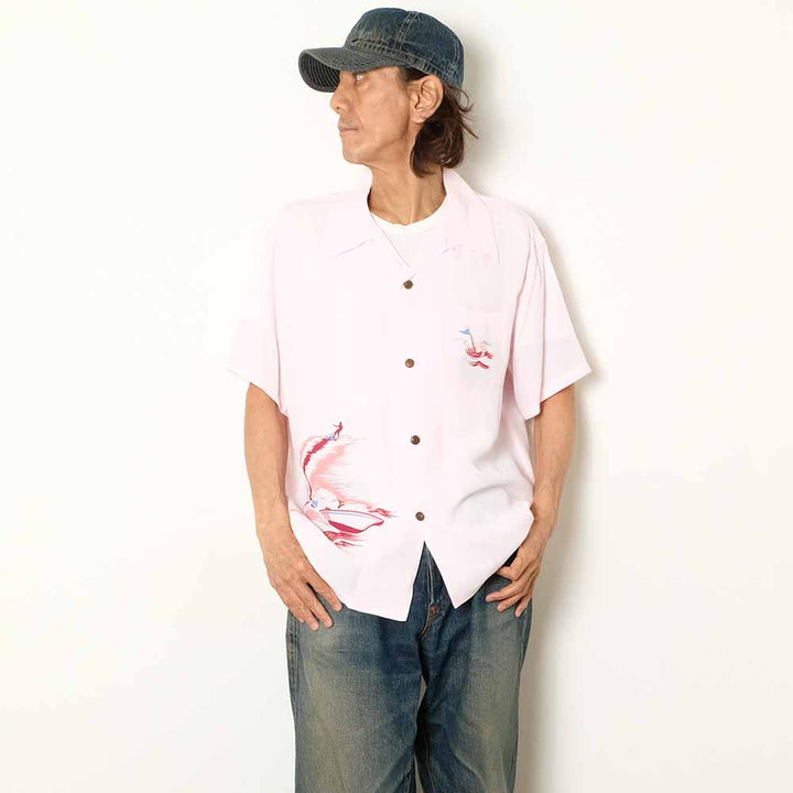 SUN SURF - S/S RAYON HAWAIIAN SHIRT - WATER SKIING - SS39630
