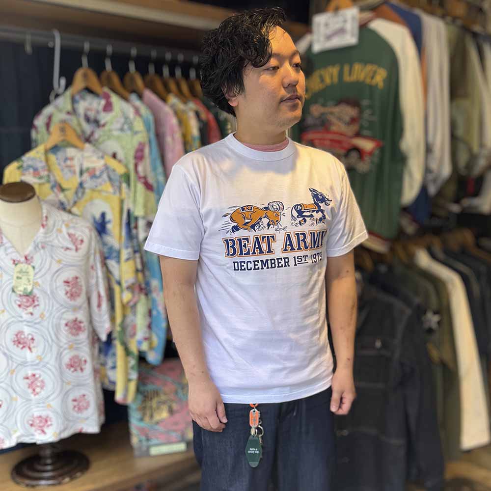 BUZZ RICKSON'S - S/S T-SHIRT - BEAT ARMY GO NAVY - BR79702