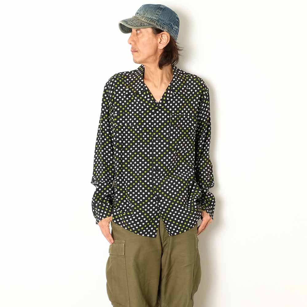 STAR OF HOLLYWOOD - HIGH DENSITY RAYON L/S OPEN SHIRT - POLKA DOT - SH29709