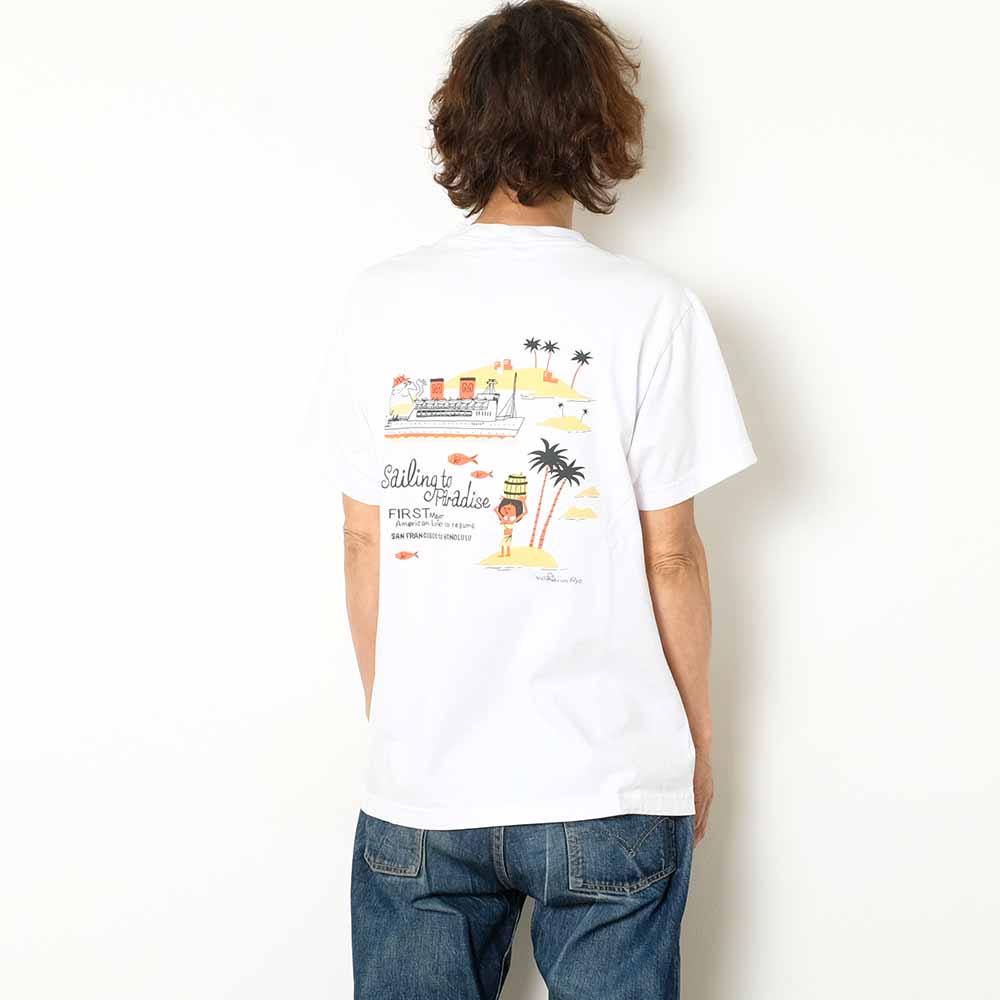 SUN SURF - S/S T-SHIRT - SAILING TO PARADISE - BY RYOHEI YANAGIHARA with MOOKIE - SS79386