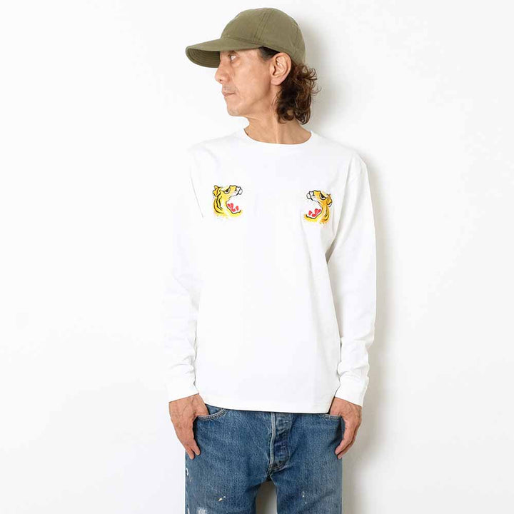 TAILOR TOYO - L/S SUKA T-SHIRT - EMBROIDERED - TIGER - TT69471