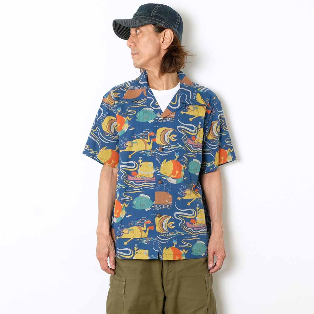 SUN SURF - DOBBY COTTON OPEN SHIRT - OCEAN ACTIVITIES - by 柳原良平 with MOOKIE SS39538