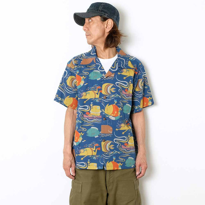 SUN SURF - DOBBY COTTON OPEN SHIRT - OCEAN ACTIVITIES - by 柳原良平 with MOOKIE SS39538