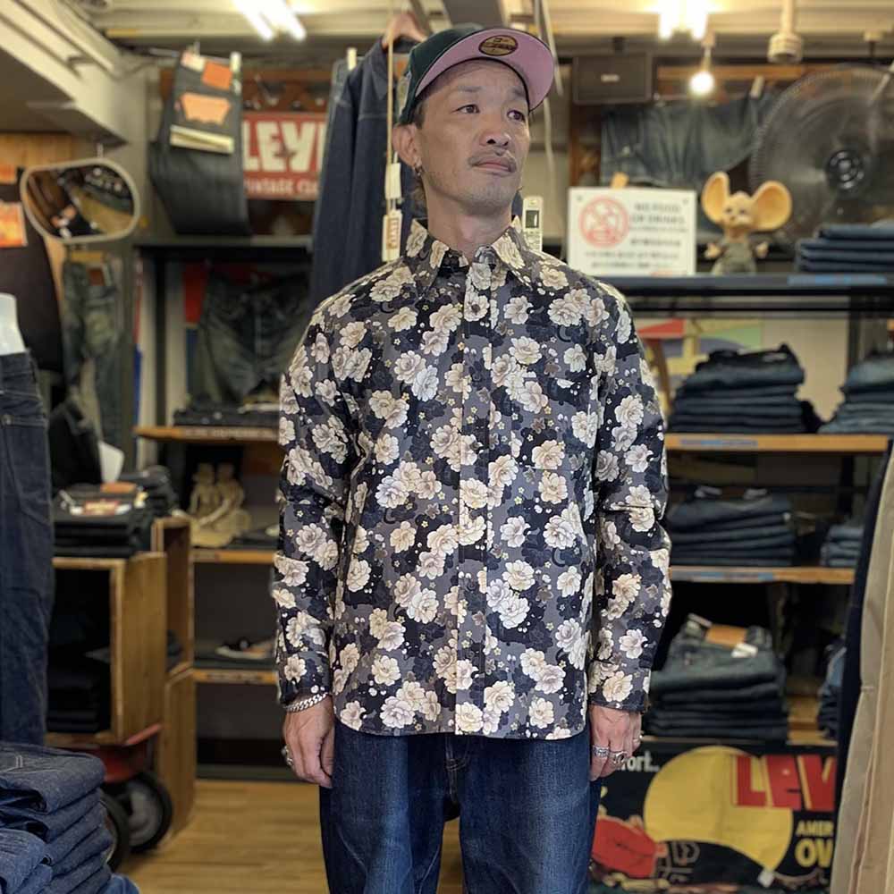 衣櫻 - シーチング素材 - 長袖レギュラーシャツ - ミニ黒猫 - SA1645