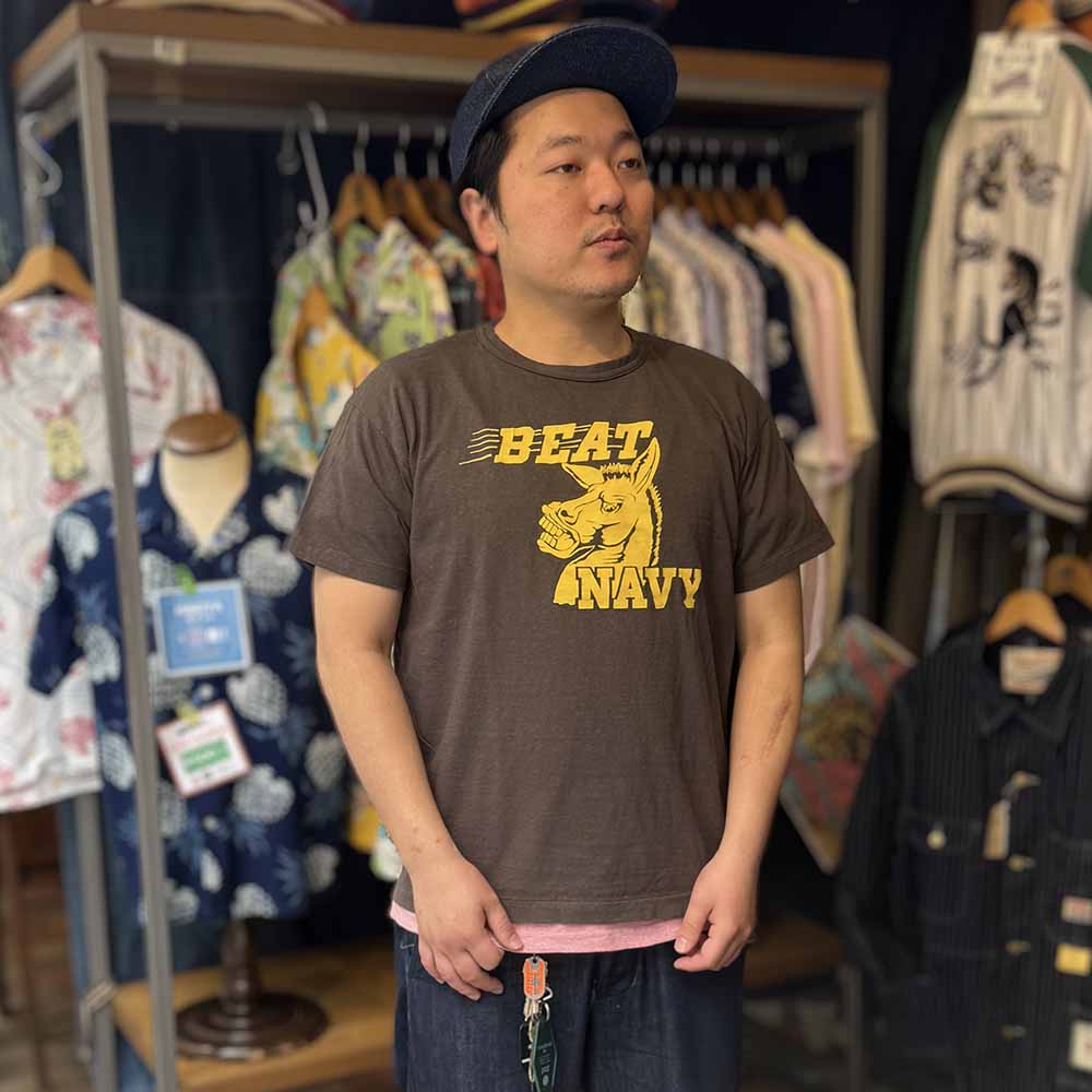 WAREHOUSE - 2ND HAND SERIES - Lot.4064 - S/S T-SHIRTS - BEAT NAVY - 4064BEA-26