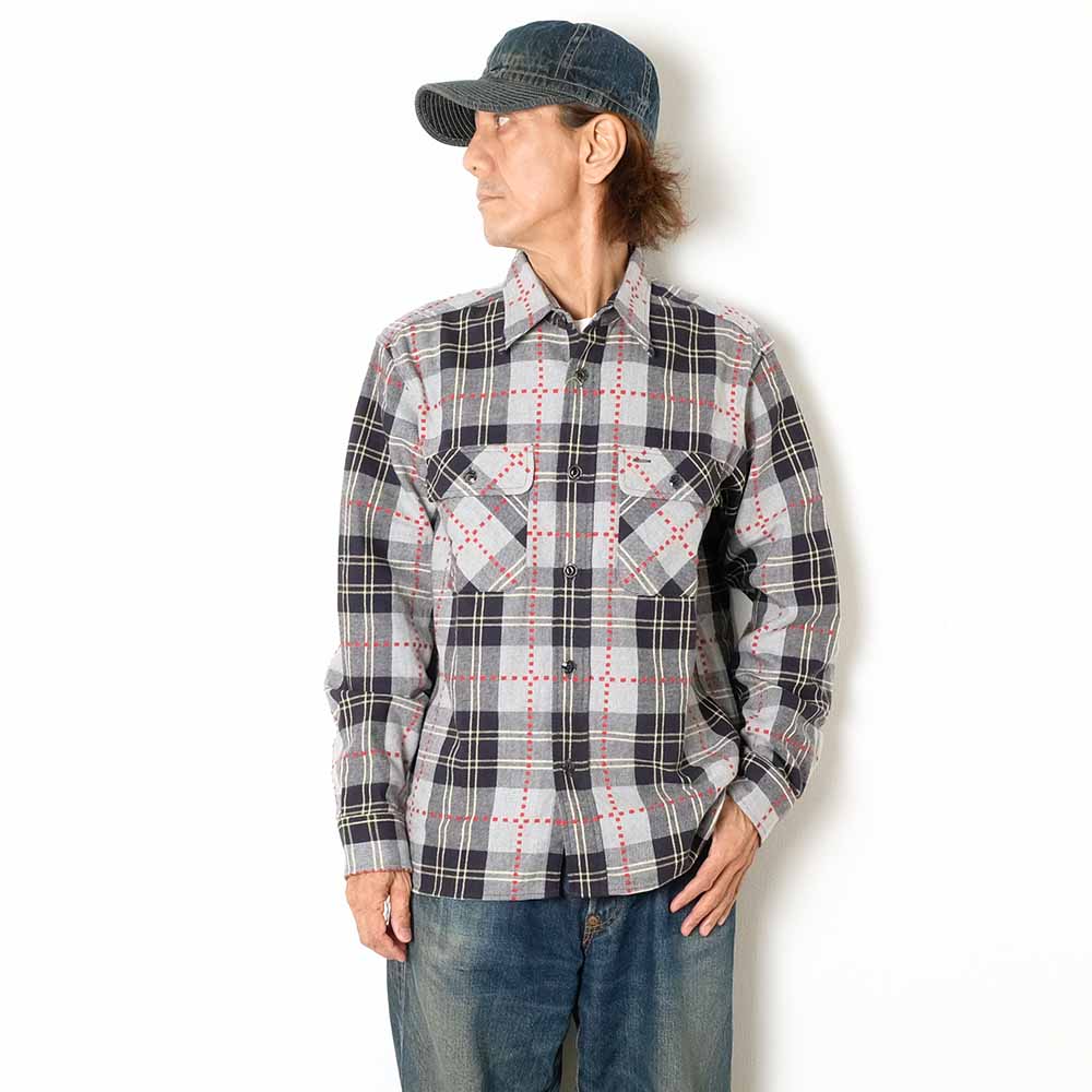 SUGAR CANE - FICTION ROMANCE DOBBY CHECK WORK SHIRT - SC29583