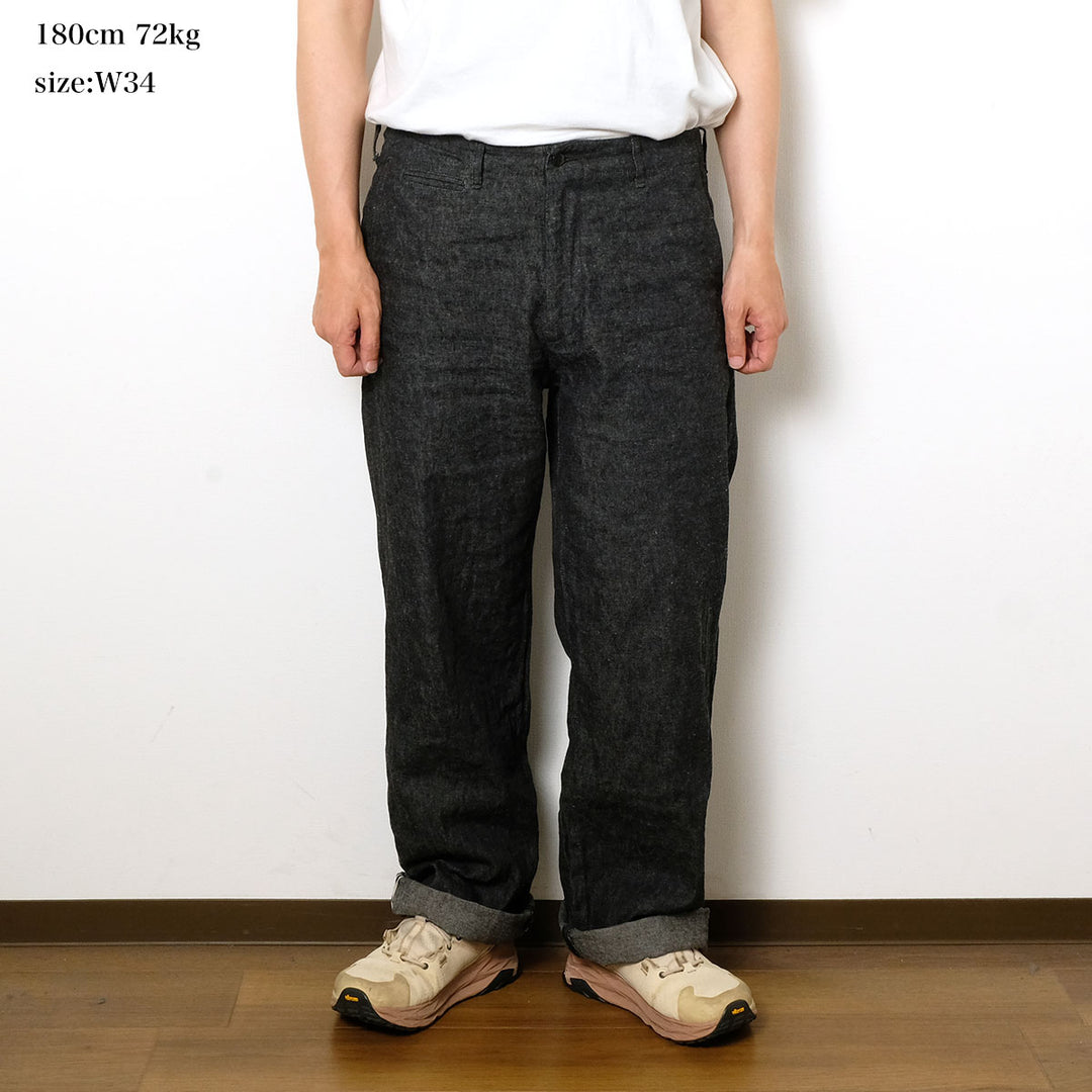 BURGUS PLUS - Lot.402Z - Military Trousers - Indigo Linen / Cotton Selvedge Denim - 402Z-11-ND