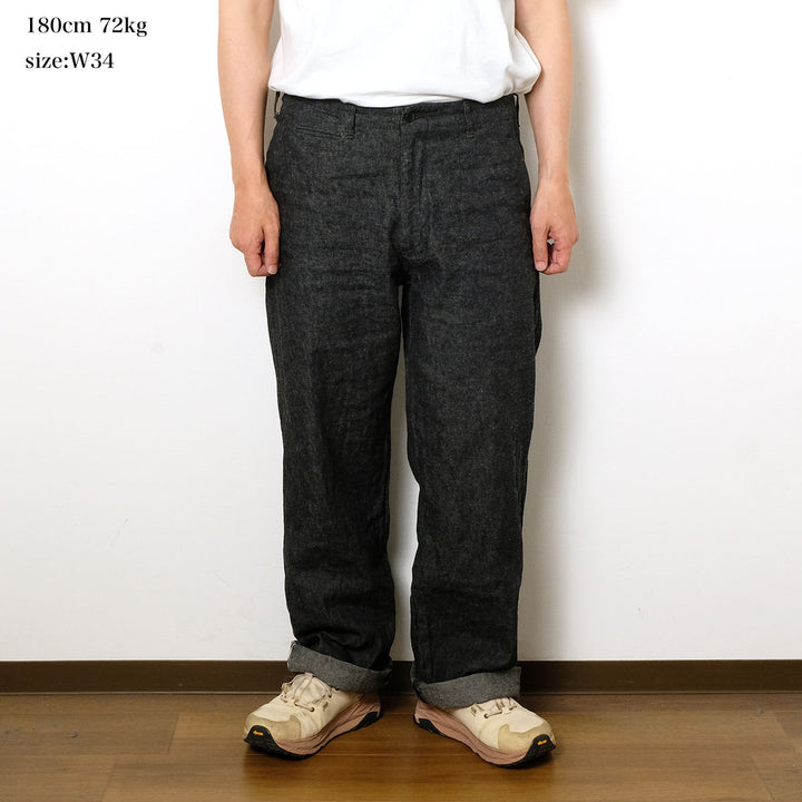 BURGUS PLUS - Lot.402Z - Military Trousers - Indigo Linen / Cotton Selvedge Denim - 402Z-11-ND