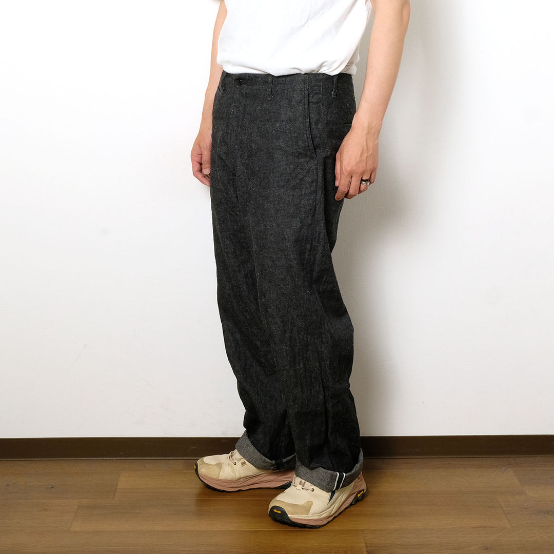 BURGUS PLUS - Lot.402Z - Military Trousers - Indigo Linen / Cotton Selvedge Denim - 402Z-11-ND
