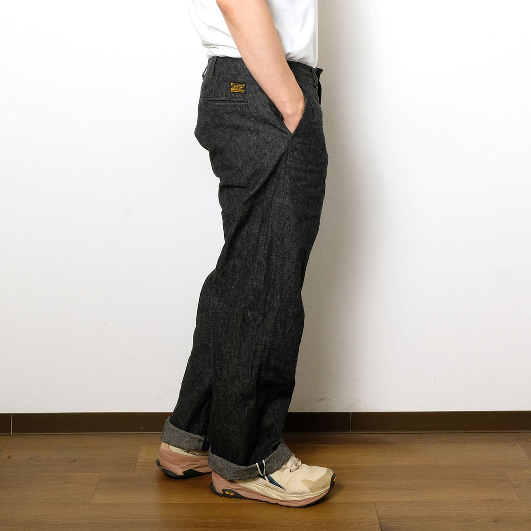 BURGUS PLUS - Lot.402Z - Military Trousers - Indigo Linen / Cotton Selvedge Denim - 402Z-11-ND