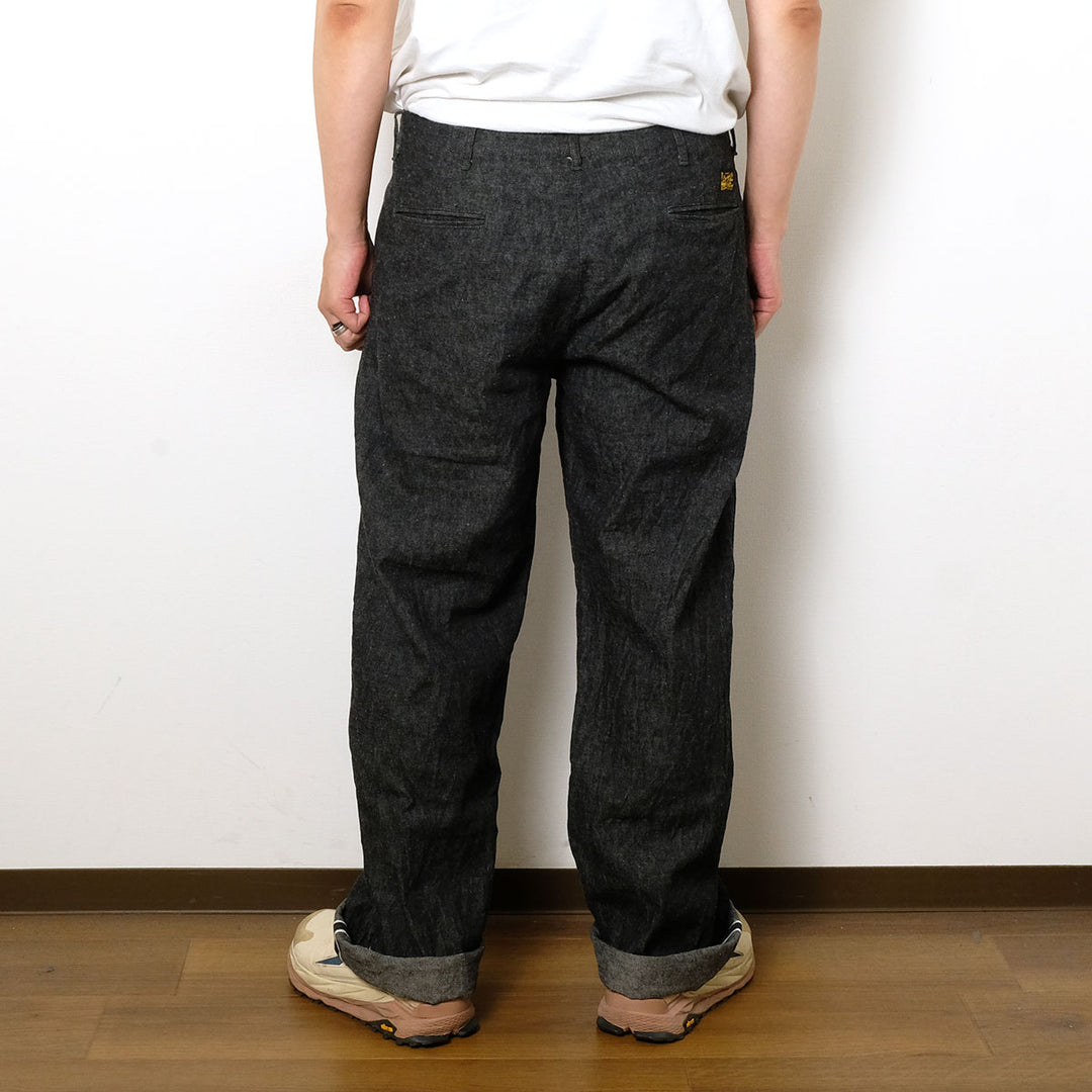 BURGUS PLUS - Lot.402Z - Military Trousers - Indigo Linen / Cotton Selvedge Denim - 402Z-11-ND