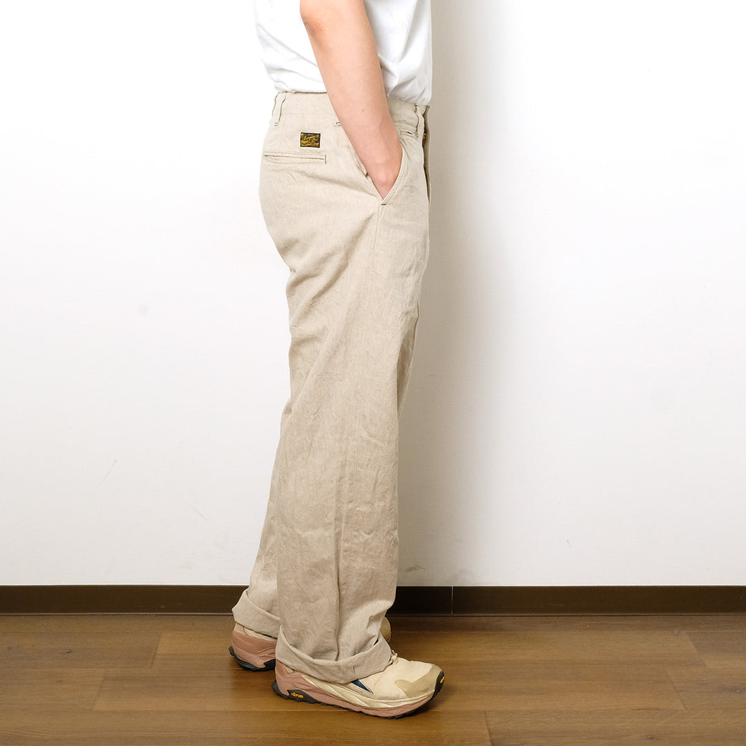 BURGUS PLUS - Lot.402Z - Military Trousers - Ecru Linen / Cotton Selvedge Denim - 402Z-11-OFW