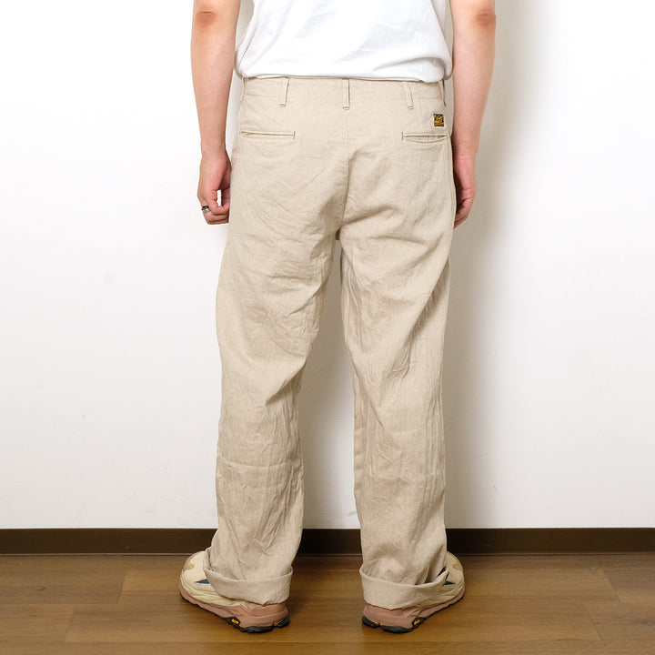 BURGUS PLUS - Lot.402Z - Military Trousers - Ecru Linen / Cotton Selvedge Denim - 402Z-11-OFW