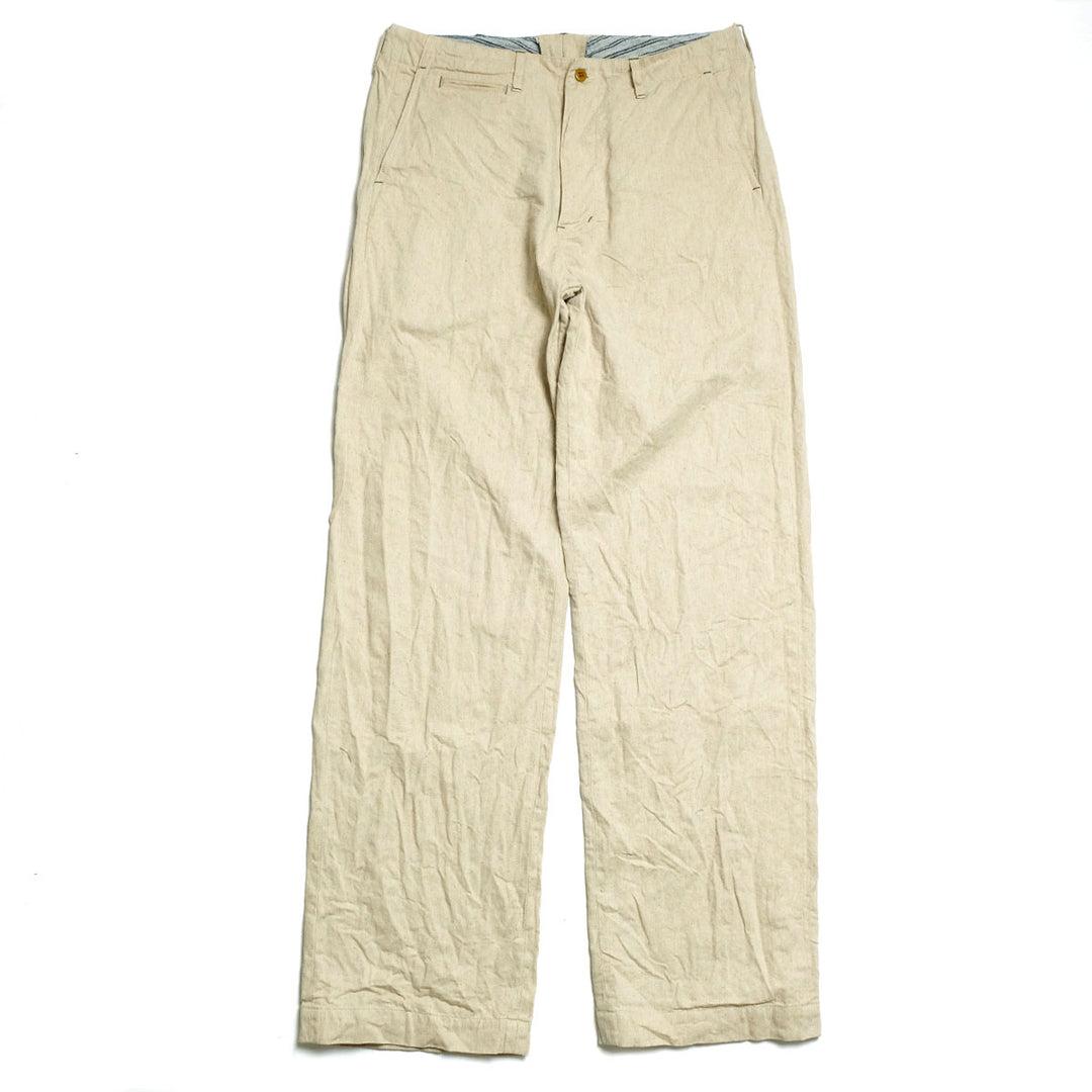 BURGUS PLUS - Lot.402Z - Military Trousers - Ecru Linen / Cotton Selvedge Denim - 402Z-11-OFW