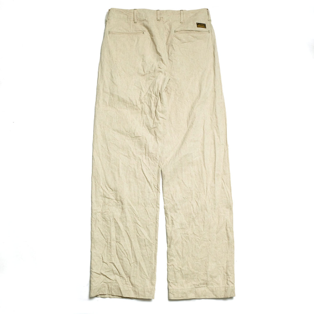 BURGUS PLUS - Lot.402Z - Military Trousers - Ecru Linen / Cotton Selvedge Denim - 402Z-11-OFW
